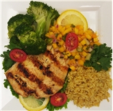 Chicken with Mango Salsa, Broccoli & Brown Rice