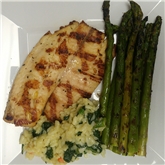 Grilled Basa Fillet w/ Asparagus & Veggie Risotto