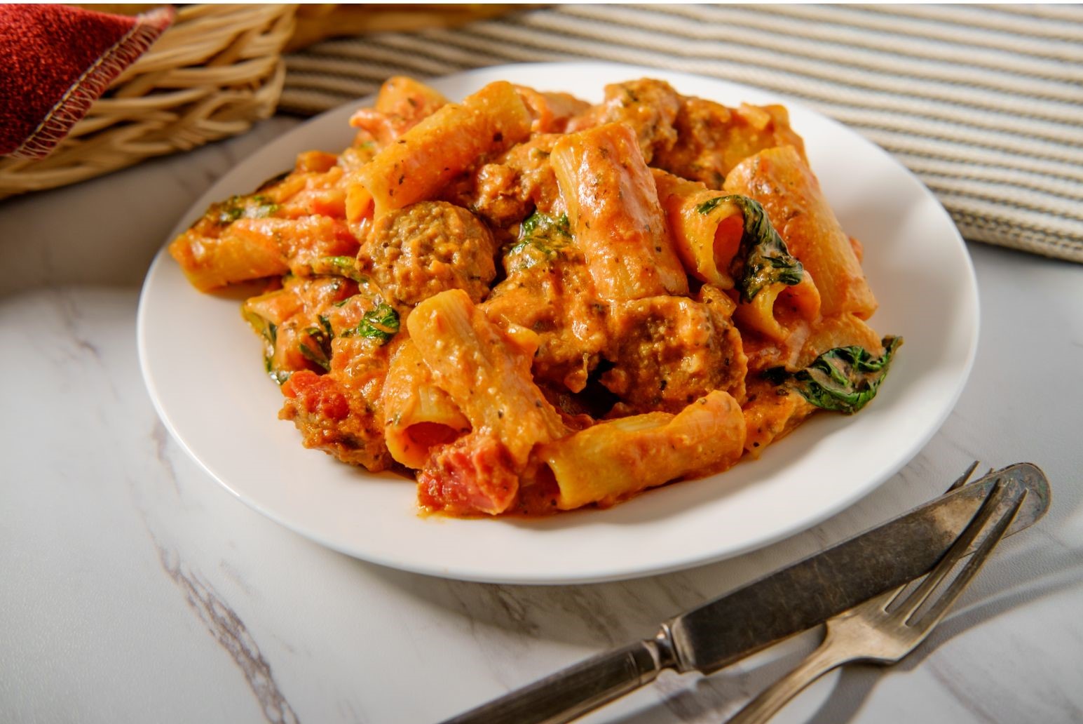 Rigatoni With Asparagus Shiitake Mushrooms &amp; Italian Sausage