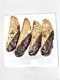 Homemade Chocolate Dipped Hazelnut Biscotti (6Pc)