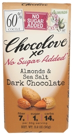 Chocolove Xo Dark Choc. Almond Sea Salt No Sugar Added (3.2Oz)