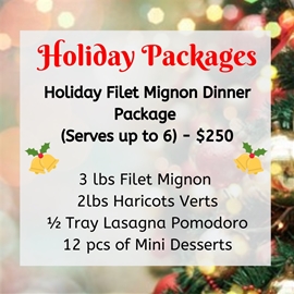 Holiday filet mignon dinner package