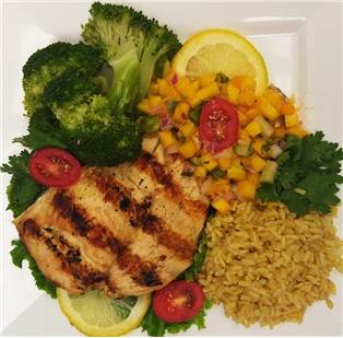 Chicken with Mango Salsa, Broccoli &amp; Brown Rice