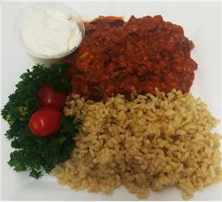 Vegetarian Chili with Brown Rice &amp; Sour Cream