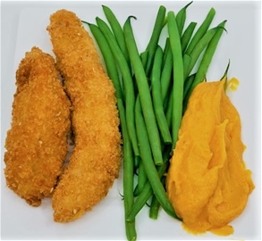 Chicken Fingers W/Sweet Potato Puree &amp; Green Beans