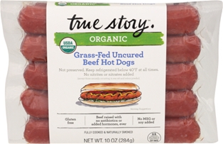 True Story Org  Grass Fed Beef Hot Dogs Uncured 10oz